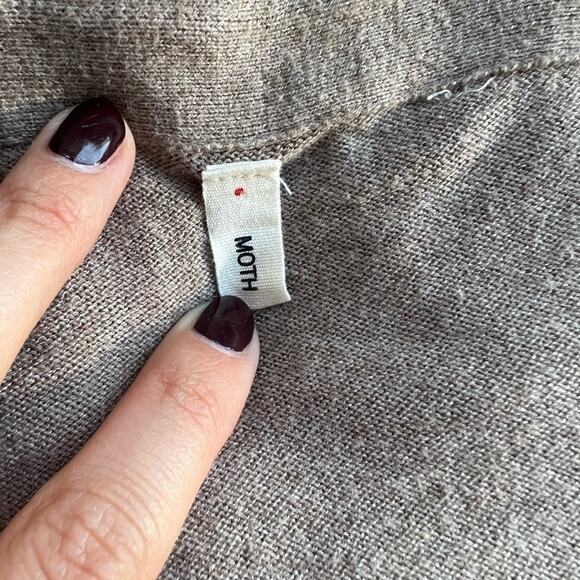 ANTHROPOLOGIE MOTH CARDIGAN SWEATER TAN SHOULDER CUTOUT SIZE S - Picture 2 of 9